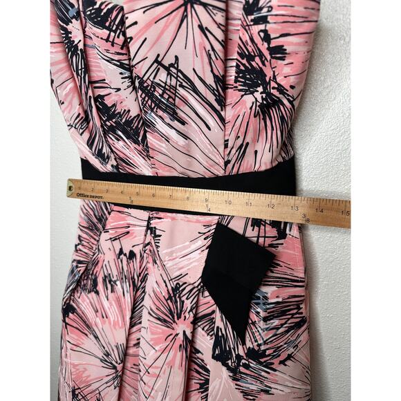 NWT Carolina Herrera Pink Black Splash Parasol Print Faille Strapless Dress S - Picture 14 of 16